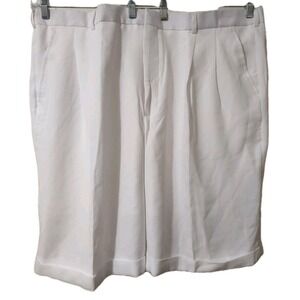 Fortino Landi Men's Shorts  Size 4XL/48  White 4 Pockets  Pleated Front  Cuffed